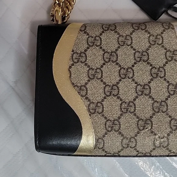 GUCCI Tricolor GG Supreme Canvas And Leather Medium Padlock Shoulder Bag - Picture 12 of 16